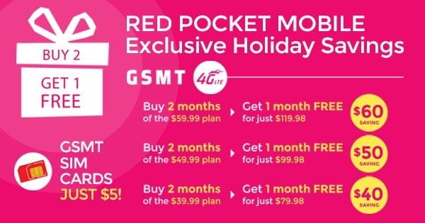Red Pocket Mobile buy two months get one free