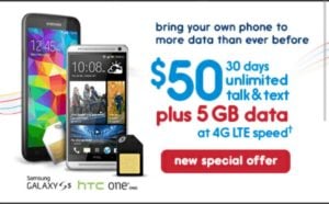 NET10 offers 5GB LTE Data if you BYOD