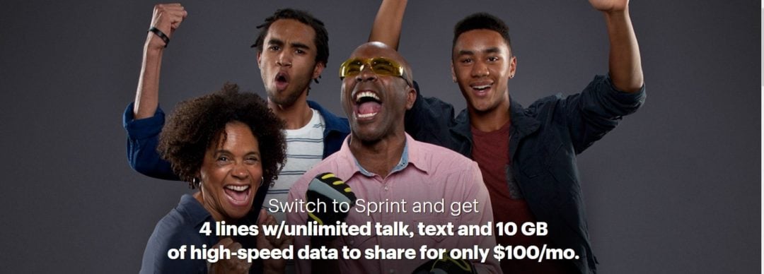 Spring Family Share Pack 4 Lines $100 10 GB per LIne