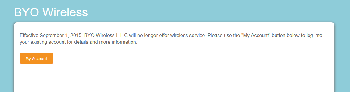 BYO Wireless no longer offers service