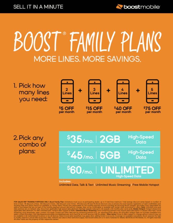 boost mobile family plans with free phones