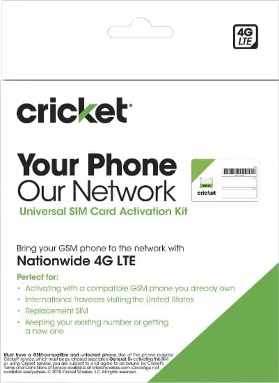 Cricket Wireless SIM Card and airtime refill sale