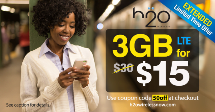 H2O Wireless 50 percent off first month promo