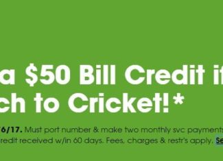 Switch To Cricket And Get A $50 Bill Credit