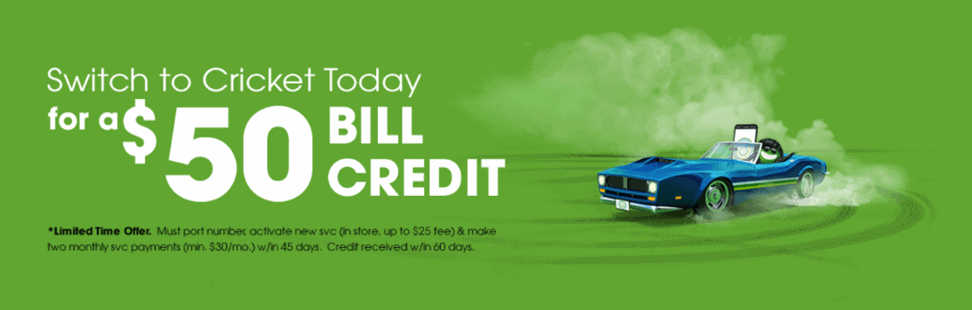 Cricket Wireless 50 Dollar Port In Switcher Credit