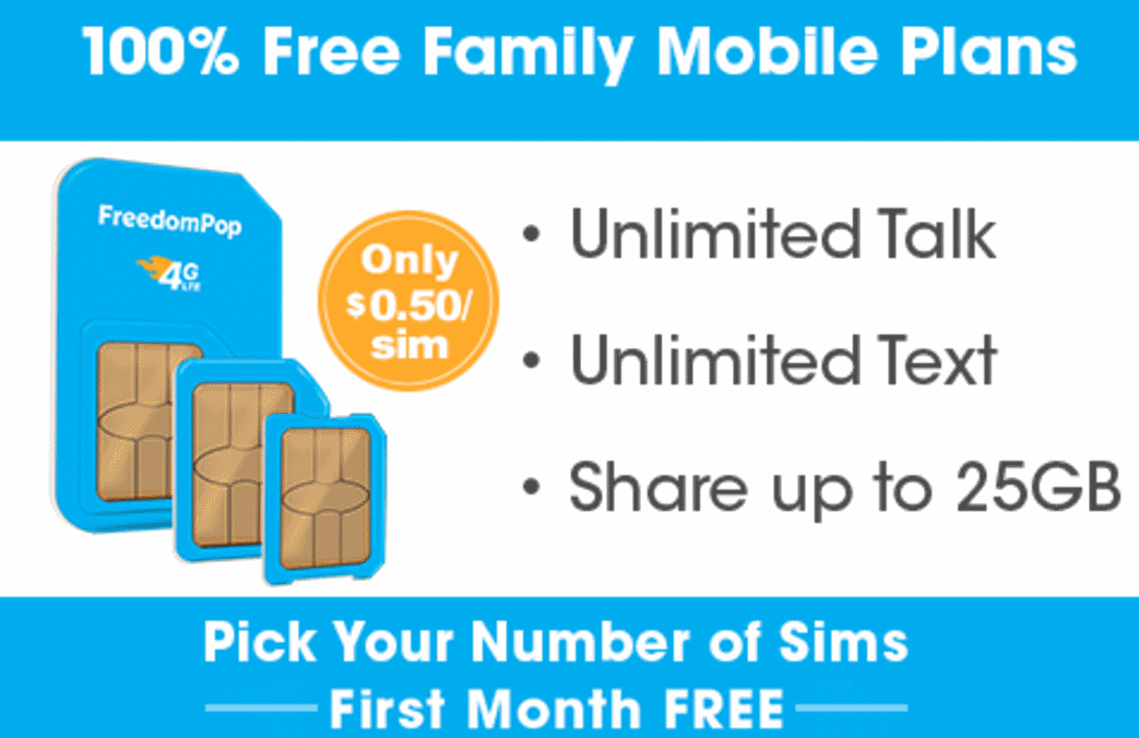 FreedomPop 50cent SIM Family Plan Promotion