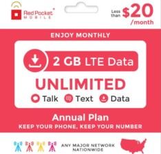 Red Pocket Mobile Annual eBay Plan 2 GB Data