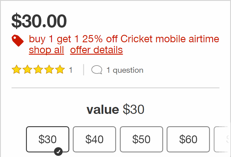 Target 25 Percent Off Cricket Wireless Refill