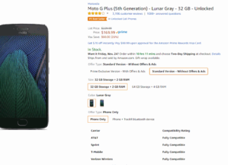 32GB Motorola G5 Plus Is Now On Sale At Amazon