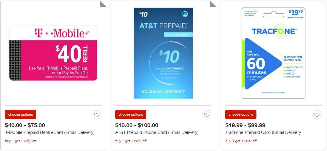 Target BOGO 20 Percent Off Select Prepaid Refill Cards