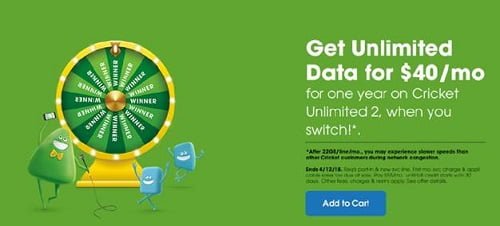 Cricket Wireless Unlimited 2 Data Plan Switcher Promotion