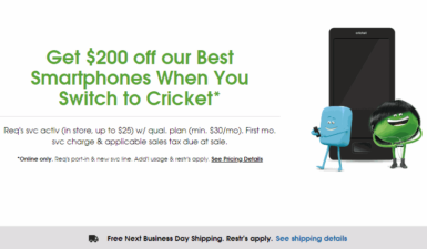 Cricket Wireless Offering Flagship Phones For 200 Dollars Off