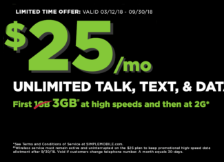 For A Limited Time Simple Mobile Offering 3GB Of Data For $20 Month