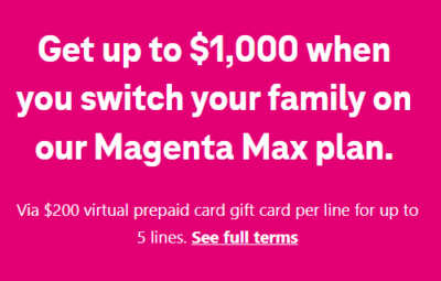 T-mobile One Thousand Dollars To Switch