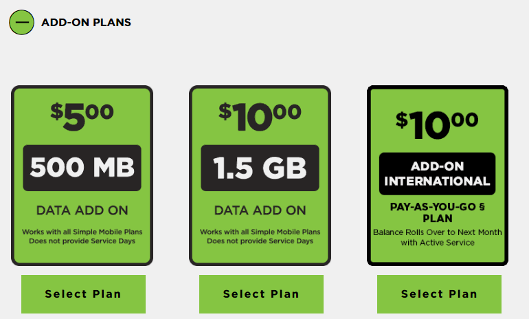 data add on simple mobile