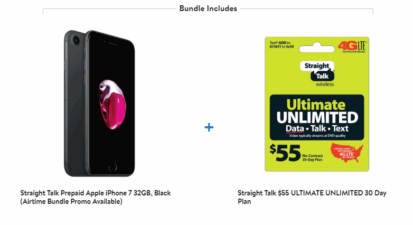 Walmart iPhone 7 Straight Talk Unlimited Data Plan Bundle