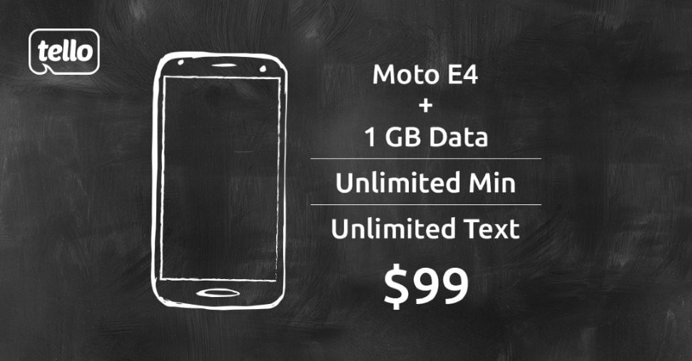 Moto E4 Available From Tello With 1 Month Of Service For $99