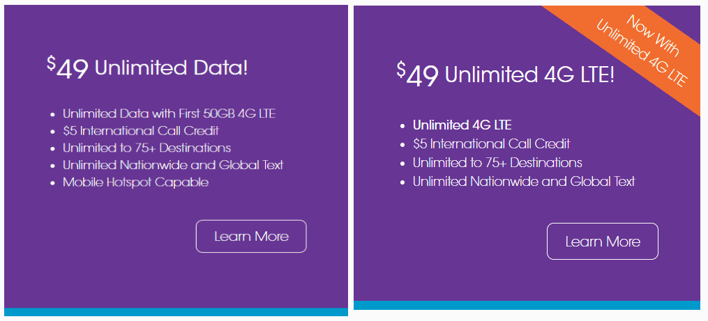 New Unlimited Data Plan  Description On Left, Old On Right