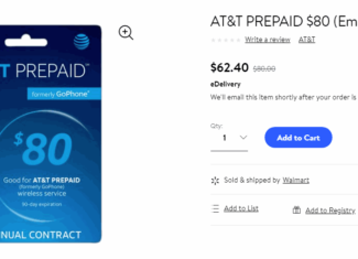 $80 ATT Prepaid Refill Card Is On Sale At Walmart