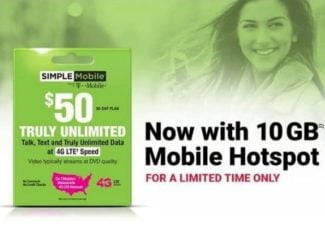 Simple Mobile Limited Time Offer Includes 10GB Hotspot Data On $50 Plan