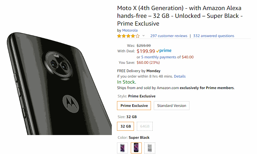 The Moto X4 Prime Edition Is Now Availabe At Amazon For $199.99