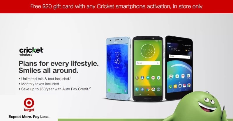 Target Offering Twenty Dollar Gift Card With Cricket Wireless Phone Purchase