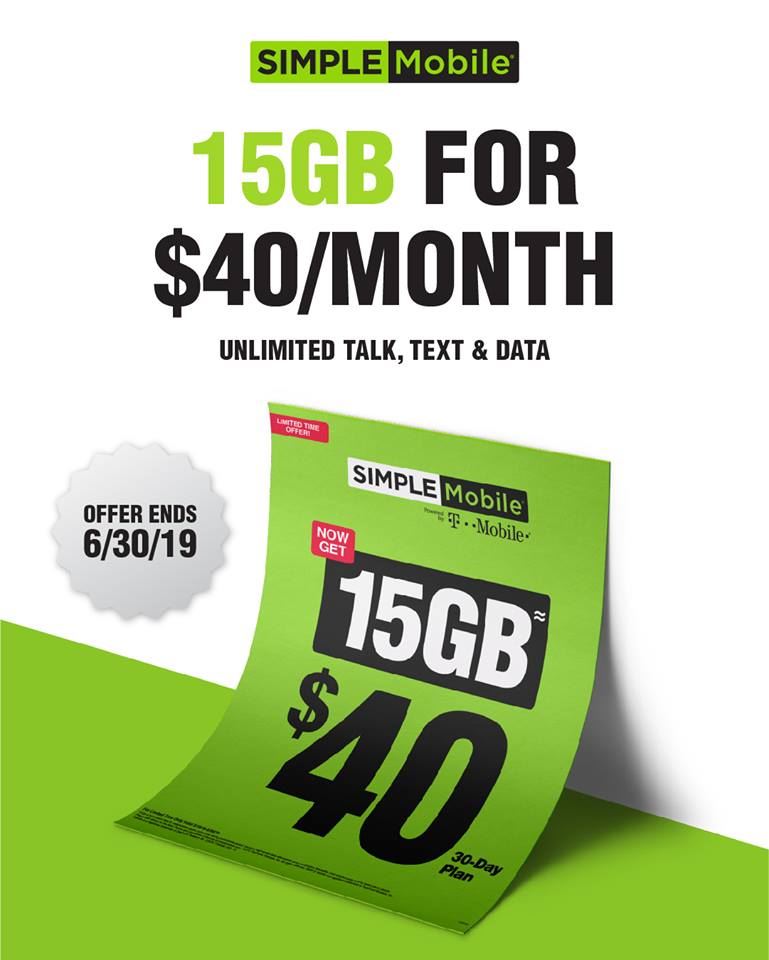 Simple Mobile Limited Time Offer Is 15GB LTE Data For $40