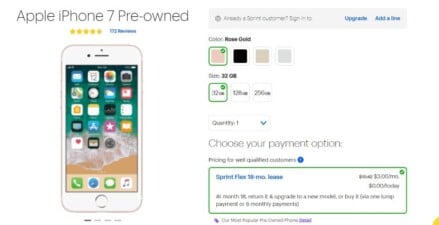 The Pre-Owned Apple iPhone 7 Is Available For $3/Month On A Sprint Flex Lease