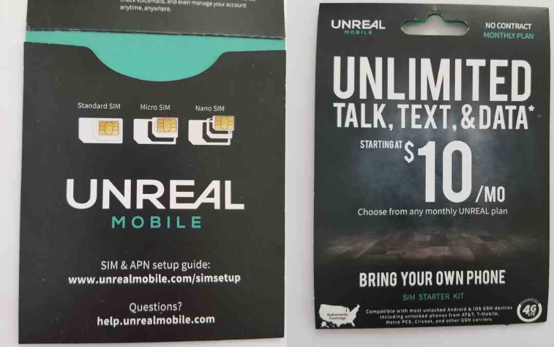 UNREAL Mobile 3-Month 3GB/mo $45 Prepaid 3-in-1 SIM Card Kit