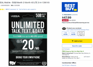 Unreal Mobile Plans Are On Sale For Twenty Percent Off At Best Buy