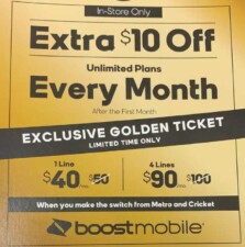 Boost Mobile Golden Ticket Offer Get Ten Dollars Off Unlimited Plan For Life