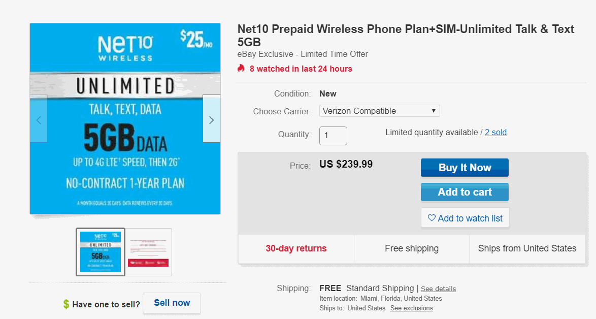 Net10 Now Selling Annual Plans Through eBay With Limited Time Availability