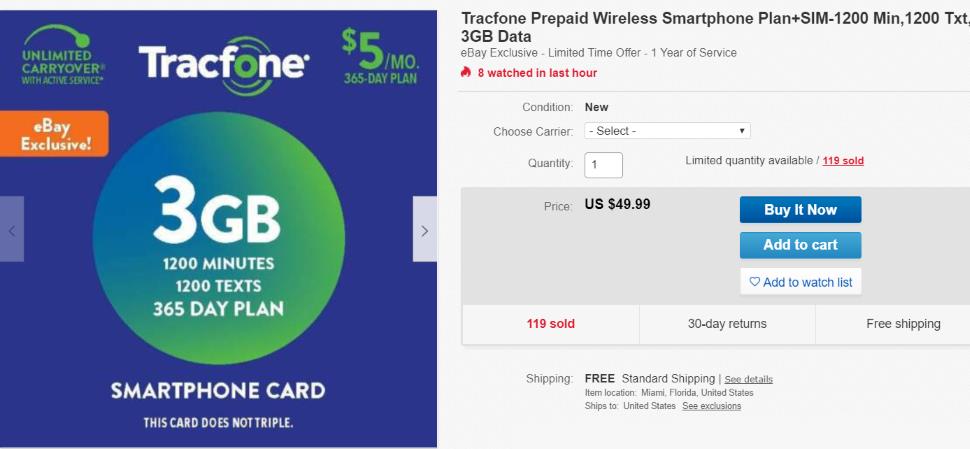 New Limited Time Offer, eBay Exclusive Plan From Tracfone