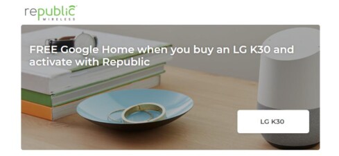 Republic Wireless Offering Free Google Home With LG K30 Purchase