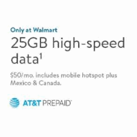 ATT Prepaid 25GB Data Fifty Dollar Plan Walmart Exclusive