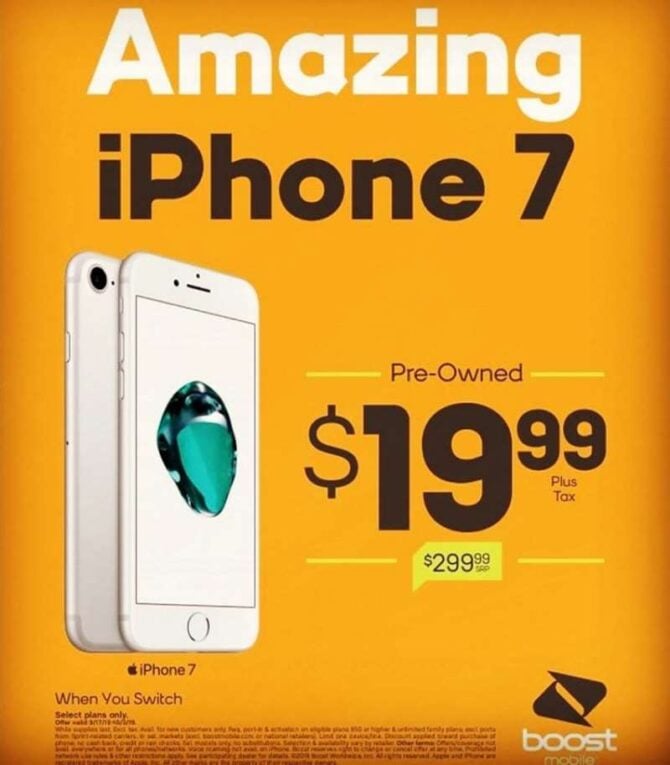 Boost Mobile Offering Pre-Owned iPhone 7 For $19.99