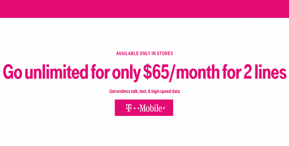 T-Mobile Prepaid Offering 2 Unlimited Data Lines For $65/Month