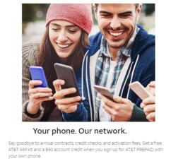 AT&T Prepaid Offering Customers Who Bring Their Own Phone Free $50 Account Credit