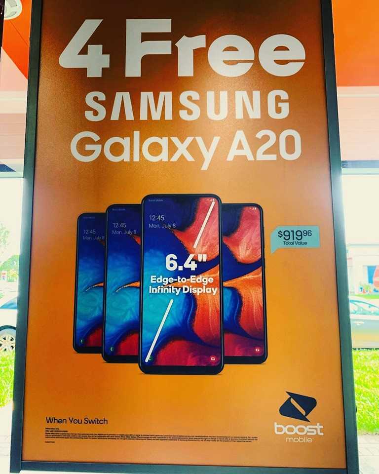 Boost Mobile Dealers Like One Shown In Belle Glade Are Offering Up To 4 Free Samsung Galaxy A20's To Switchers