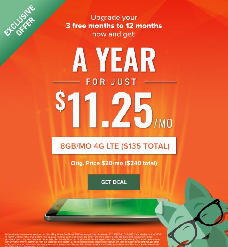 Mint Mobile BOGO 3-Months Free Promo Upgrade Offer