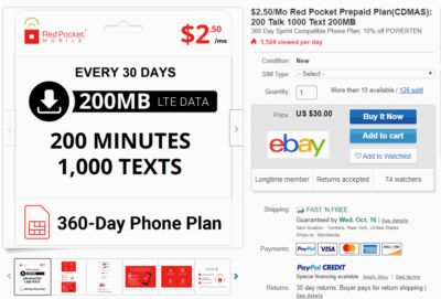 New eBay Exclusive Red Pocket Mobile Annual Plan Is Just $30