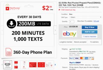 New eBay Exclusive Red Pocket Mobile Annual Plan Is Just $30