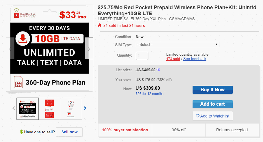 Several Red Pocket Mobile Plans Are On Sale Via eBay
