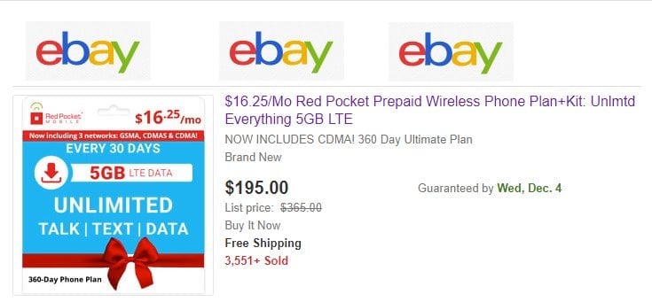 Red Pocket Mobile eBay Plan With 5GB Of LTE Data Now Includes Service On Verizon Network