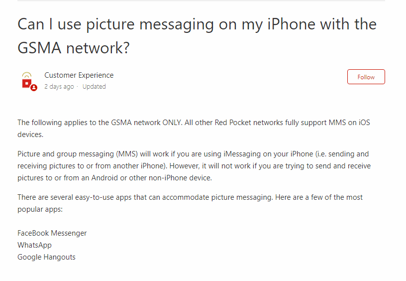 Red Pocket Mobile Previously Could Not Offer Full MMS Support On iPhones That Were On A GSMA Network Plan
