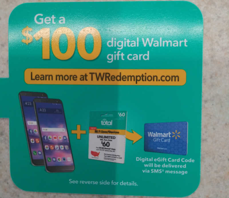 Total Wireless Walmart $100 eGift Card Offer