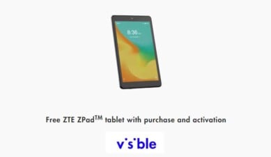 Visible Offering Free ZTE ZPad Tablet With Purchase And Activation Of Select Phones