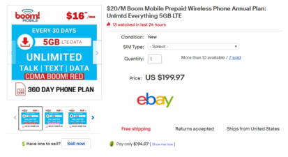 Boom Mobile Now Selling 360-Day eBay Annual Plan