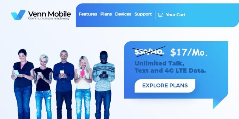 Venn Mobile Offering Unlimited Plan For $17/Month