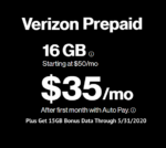 Verizon Prepaid 31GB 35 Dollars Special Offer